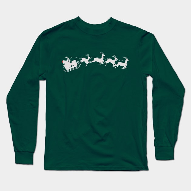 Santa Clause Sleigh And Reindeer Long Sleeve T-Shirt by ckandrus